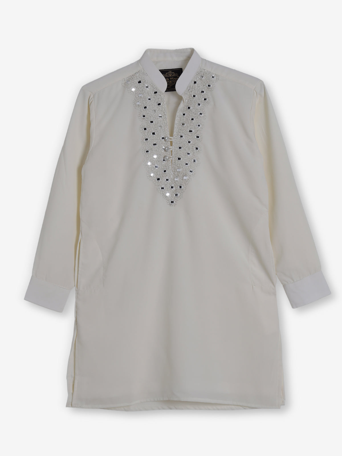 White georgette aabla and resham festive kurta suit
