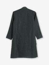 Dark green checks cotton silk festive kurta suit