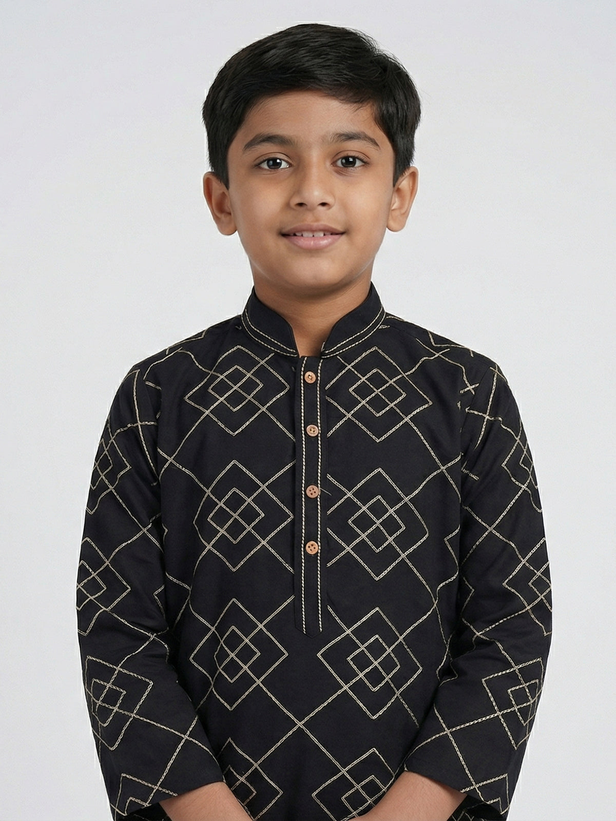 Black cotton thread work festive kurta suit