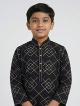 Black cotton thread work festive kurta suit