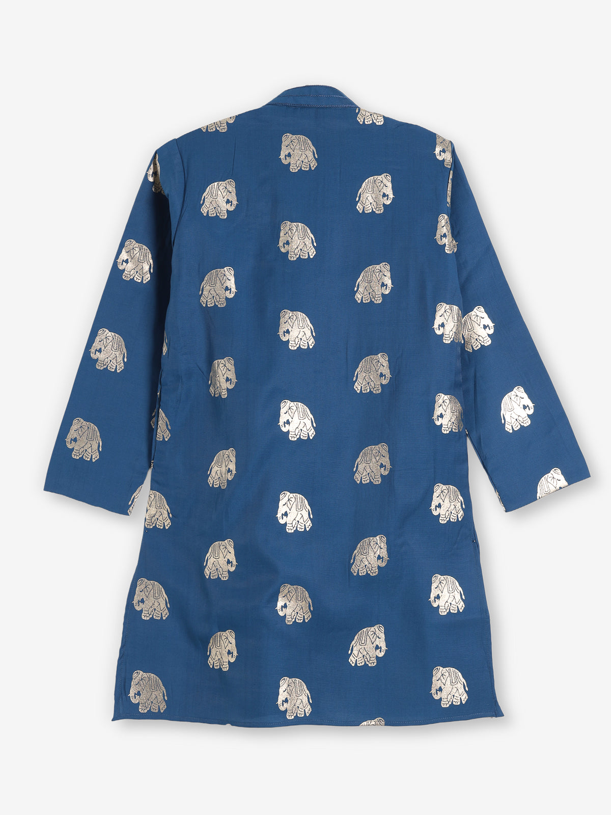 Blue cotton silk zari work festive kurta suit