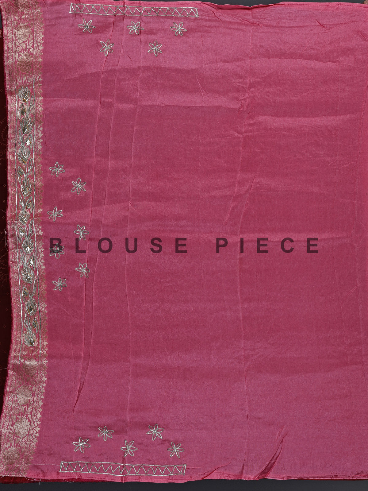 Red bandhej silk gota and zari festive saree ensemble
