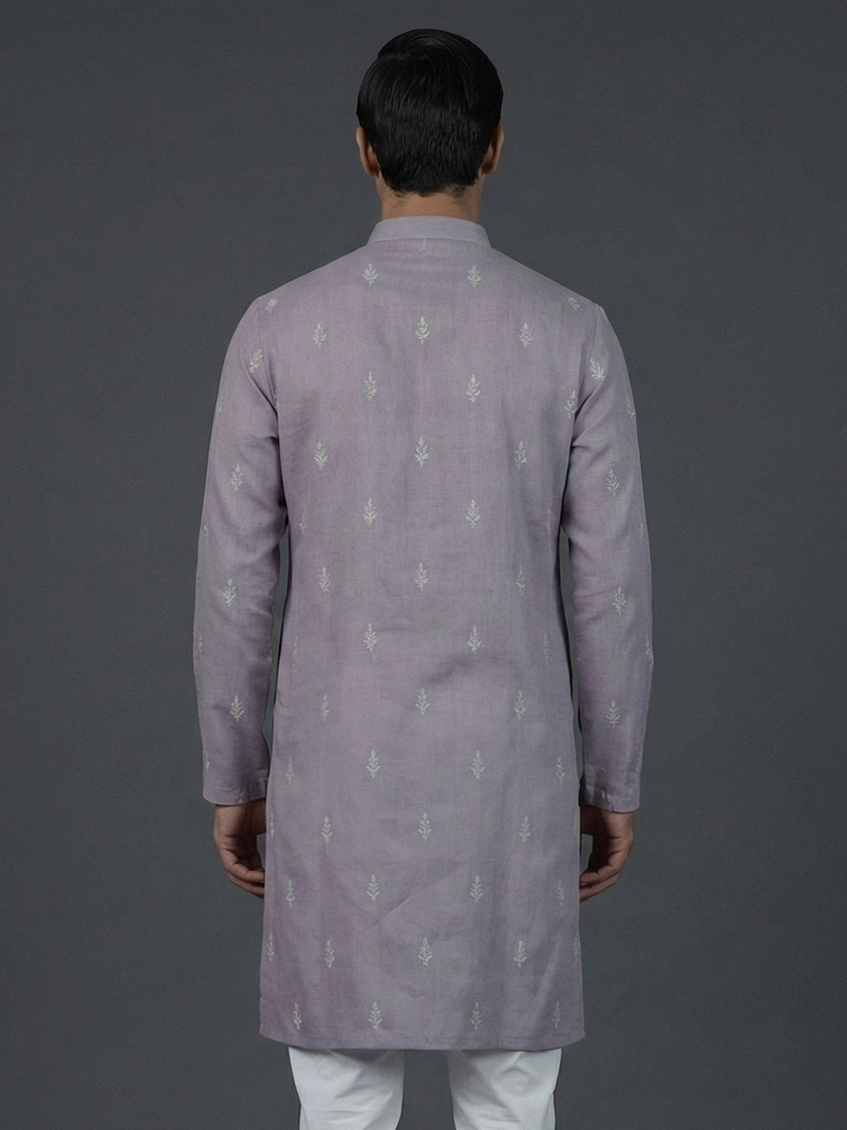 Lilac purple cotton thread work festive kurta