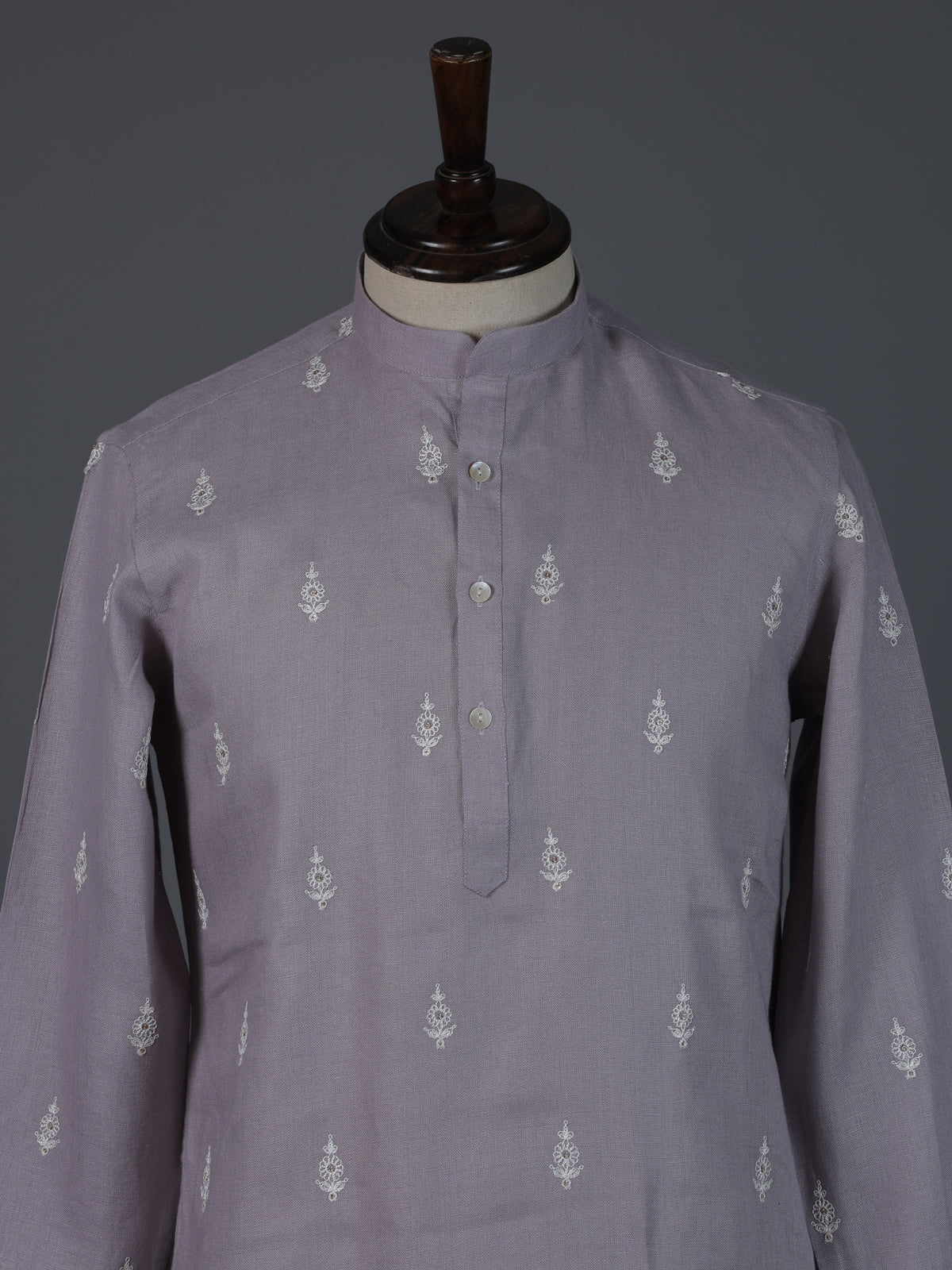 Lilac purple cotton thread work festive kurta