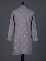 Lilac purple cotton thread work festive kurta