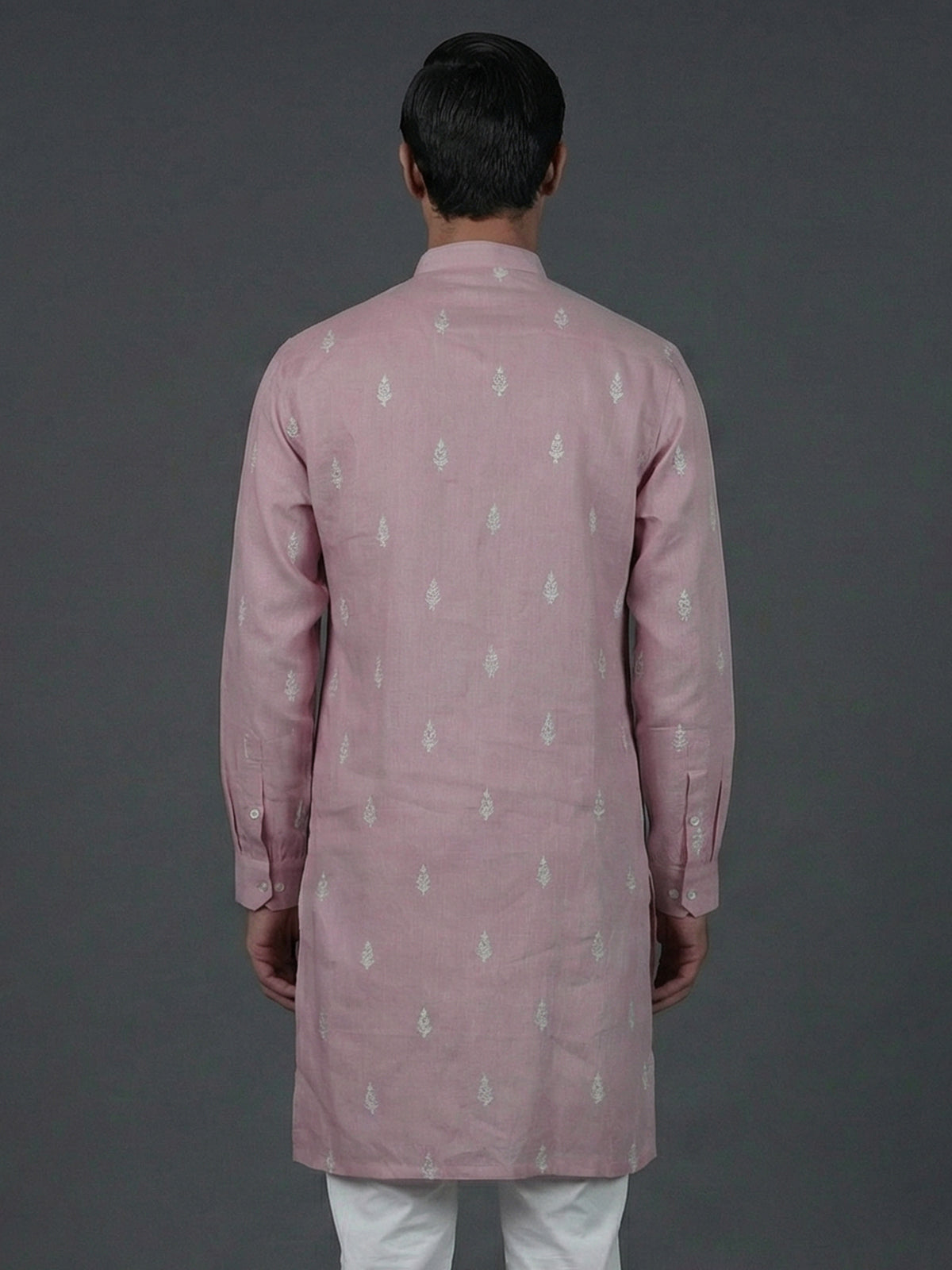 Onion pink cotton thread weaving festive kurta