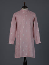 Onion pink cotton thread weaving festive kurta