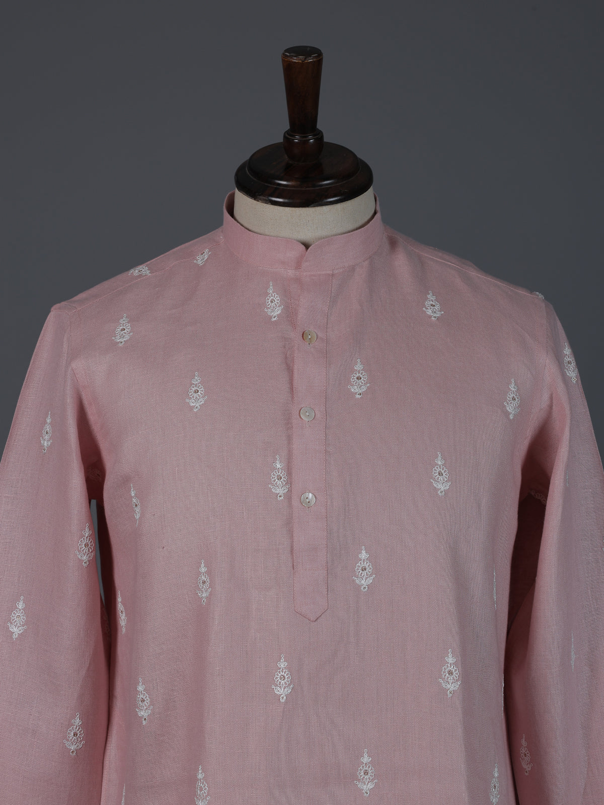 Onion pink cotton thread weaving festive kurta