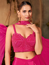 Magenta crepe silk reception wear lehenga choli