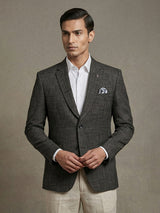 Charcoal black terry rayon classic two button blazer