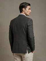 Charcoal black terry rayon classic two button blazer