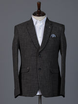 Charcoal black terry rayon classic two button blazer