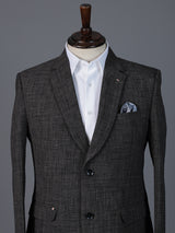 Charcoal black terry rayon classic two button blazer