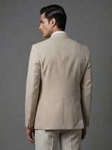 Beige terry rayon elegant two button formal blazer