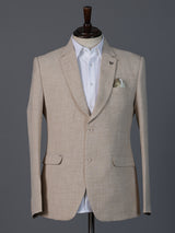 Beige terry rayon elegant two button formal blazer