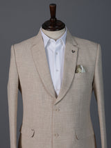 Beige terry rayon elegant two button formal blazer