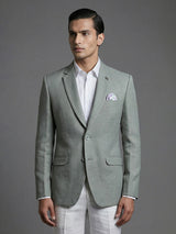 Pista green solid juth fabric festive blazer