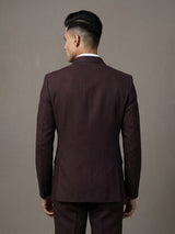 Wine terry rayon solid two button party blazer