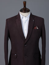 Wine terry rayon solid two button party blazer