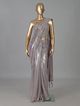 Dusty purple sequins fabric ready to wear saree