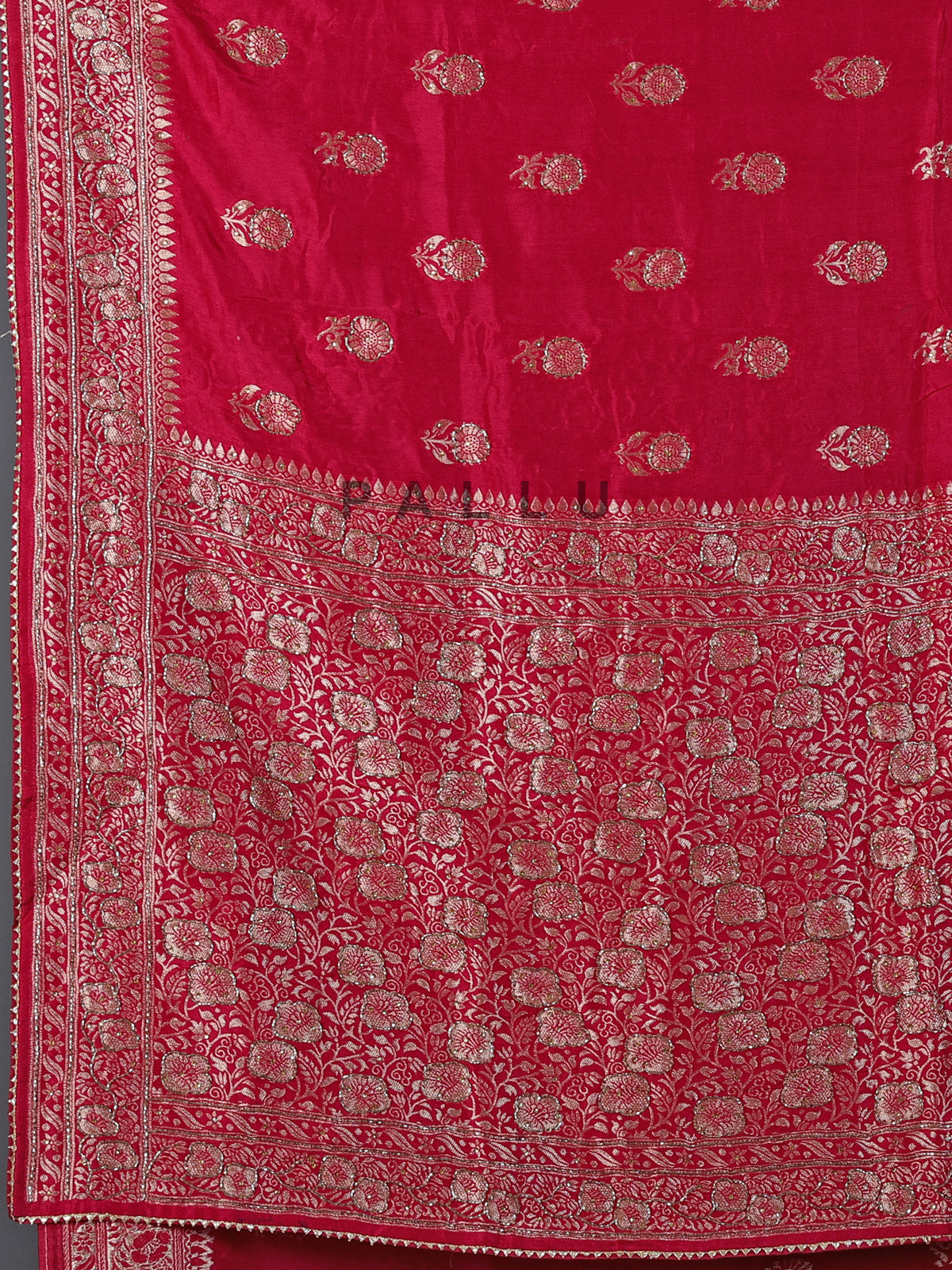 Rani pink dola silk zari work festive saree