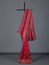 Rani pink dola silk zari work festive saree