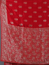 Red dola silk zari work wedding festive saree