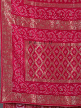 Rani pink bandhej dola silk festive saree