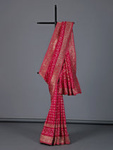 Rani pink bandhej dola silk festive saree