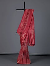 Rani pink art pashmina silk zari motif saree