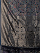 Navy blue art pashmina silk festive zari saree