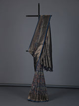 Navy blue art pashmina silk festive zari saree