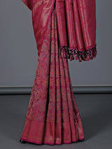 Purple art pashmina silk zari motif festive saree
