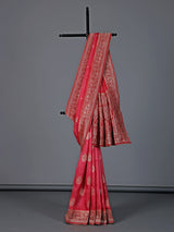 Rani pink dola silk shaded border festive saree