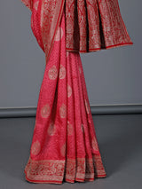 Rani pink dola silk shaded border festive saree