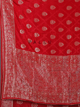 Red dola silk zari work festive saree