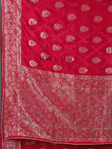 Rani pink dola silk embellished wedding saree for women