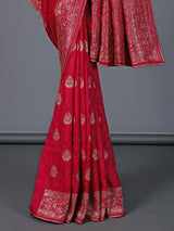 Rani pink dola silk embellished wedding saree for women