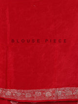 Red dola silk embellished wedding festive saree