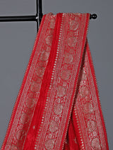 Red dola silk embellished wedding festive saree