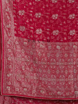 Maroon dola silk zari work wedding saree