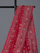 Maroon dola silk zari work wedding saree