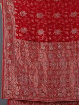 Red dola silk traditional festive embellished saree