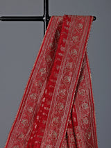 Red dola silk traditional festive embellished saree
