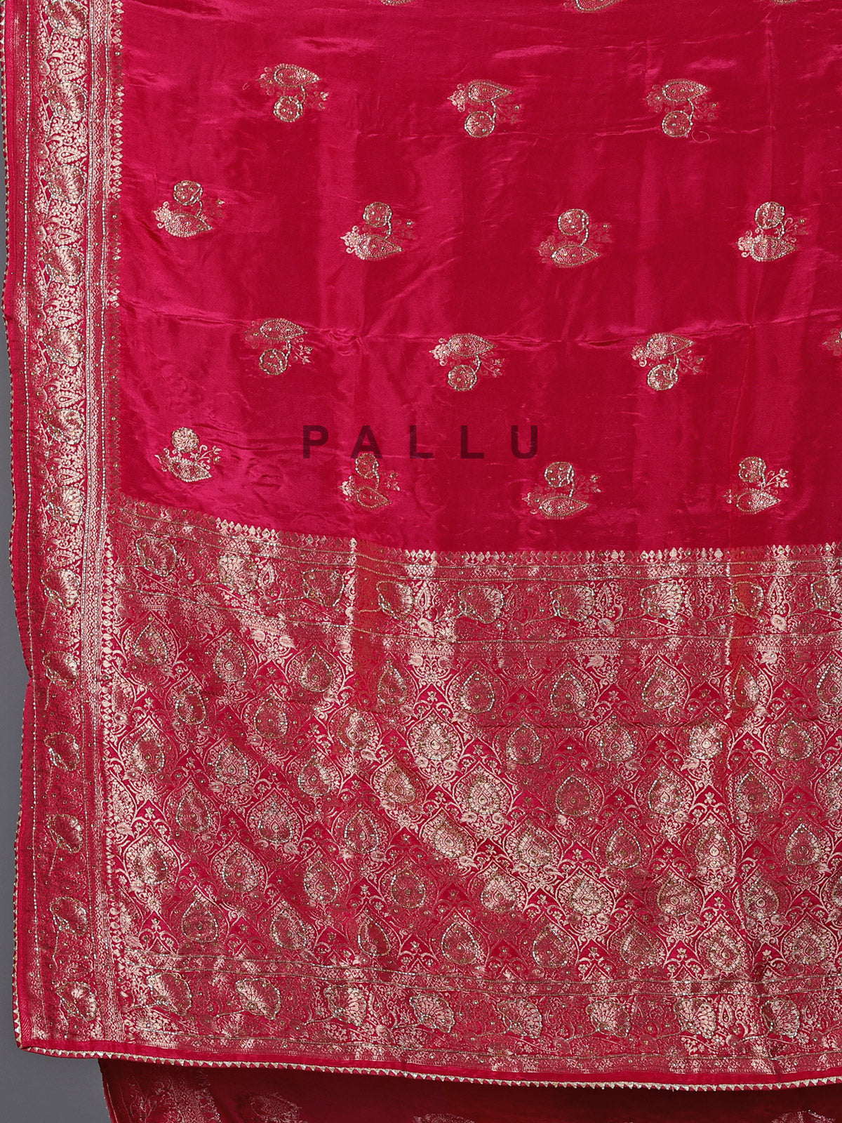 Pink dola silk zari gota festive saree