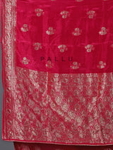 Pink dola silk zari gota festive saree