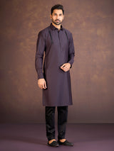 Wine plain satin cotton lycra pathani suit