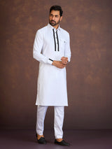 White satin cotton lycra pathani suit