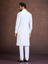 White satin cotton lycra pathani suit