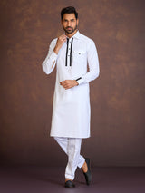 White satin cotton lycra pathani suit